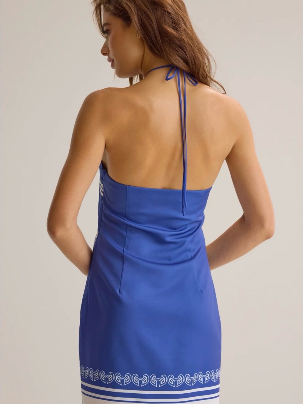 Altar'd State Blue Halter Mini Dress with White Print - Picture 3 of 6
